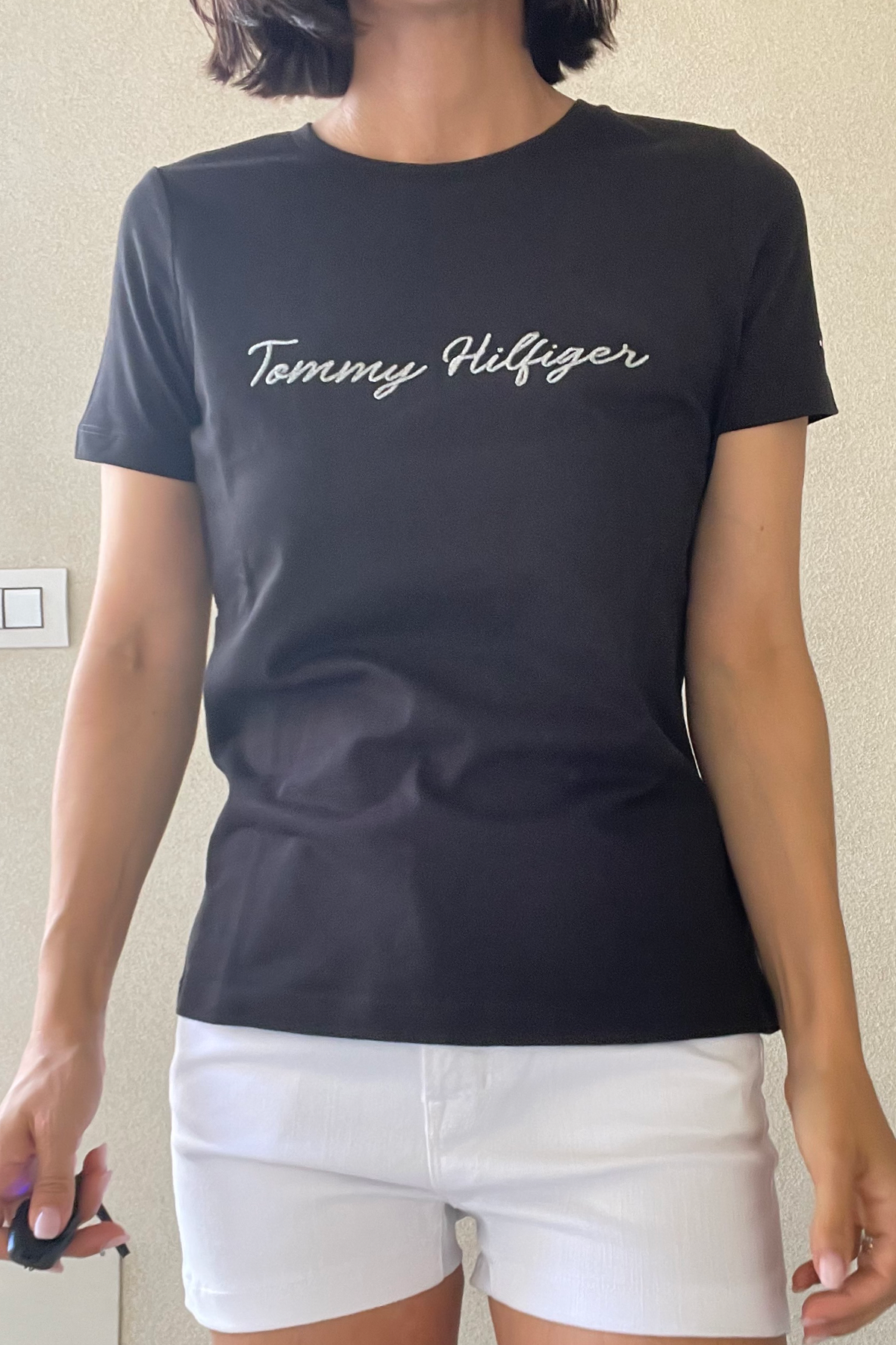 TOMMY HILFIGER T-SHIRT LOGO ARGENTO BLACK 33086