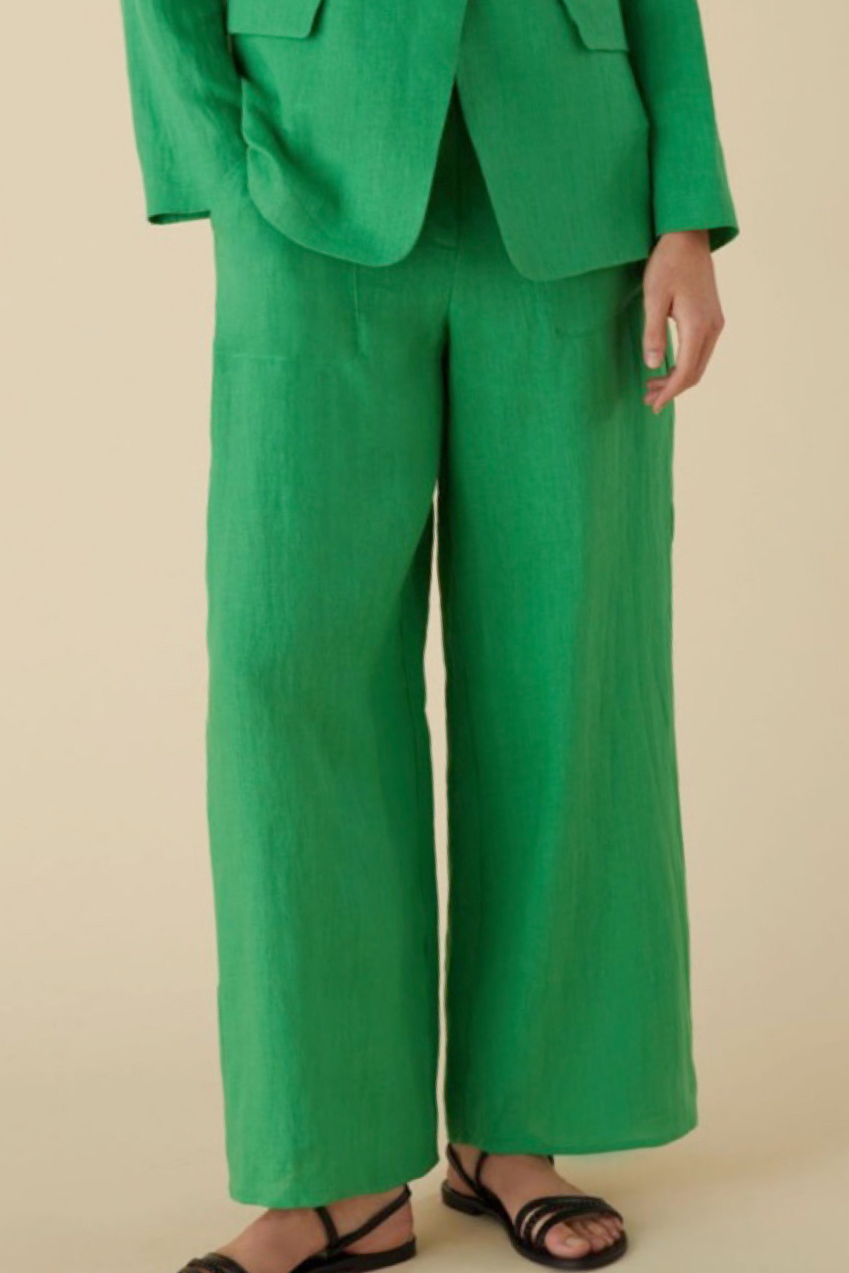 Marella pantaloni in lino lallo verde smeraldo