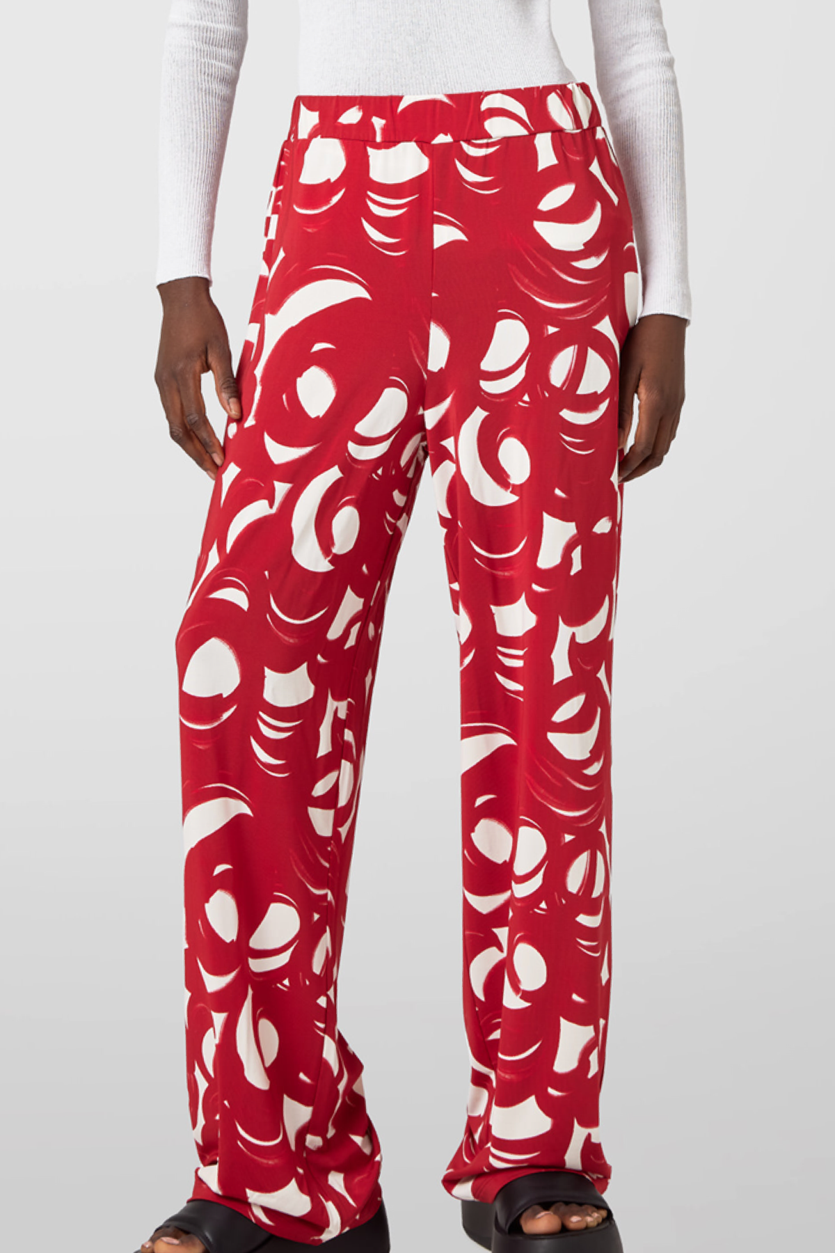Alpha studio pantalone fantasia rosso/bianco