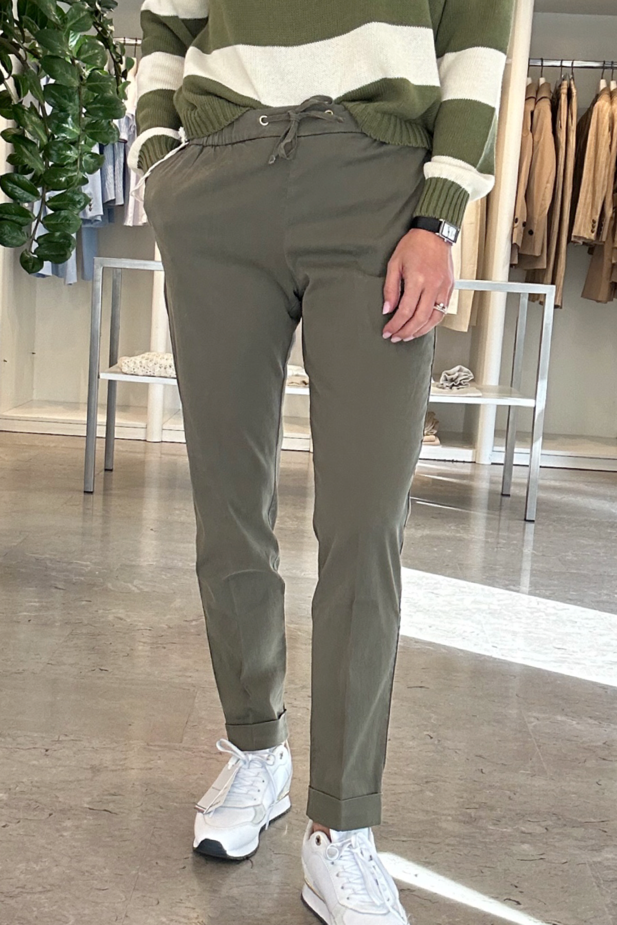 Teleria zed pantaloni con elastico verde